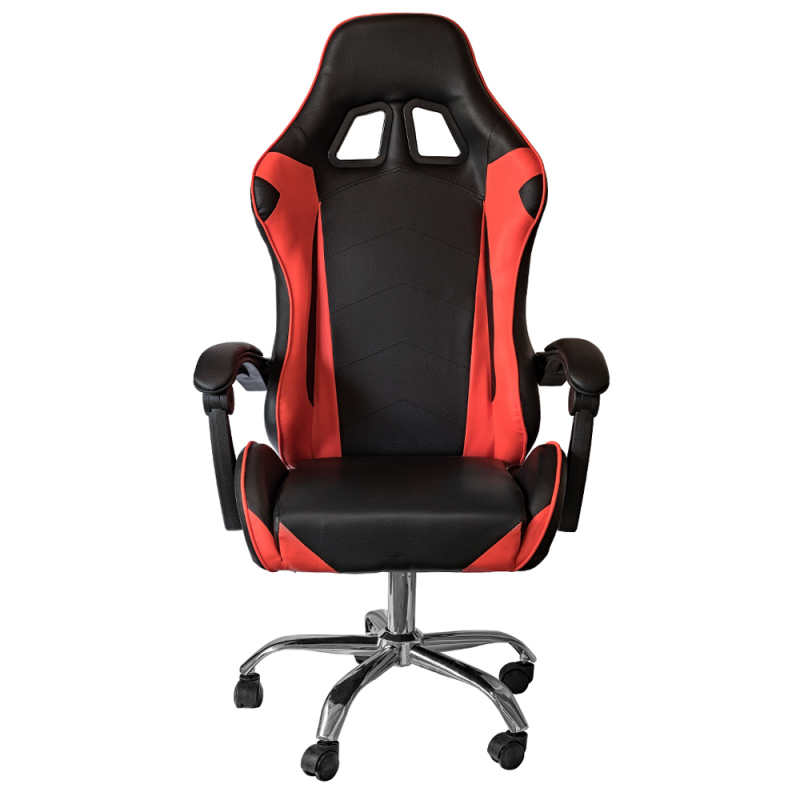 Silla gaming de oficina reclinable de ecopiel Rojo y Negro 64x53x h123-133 cm