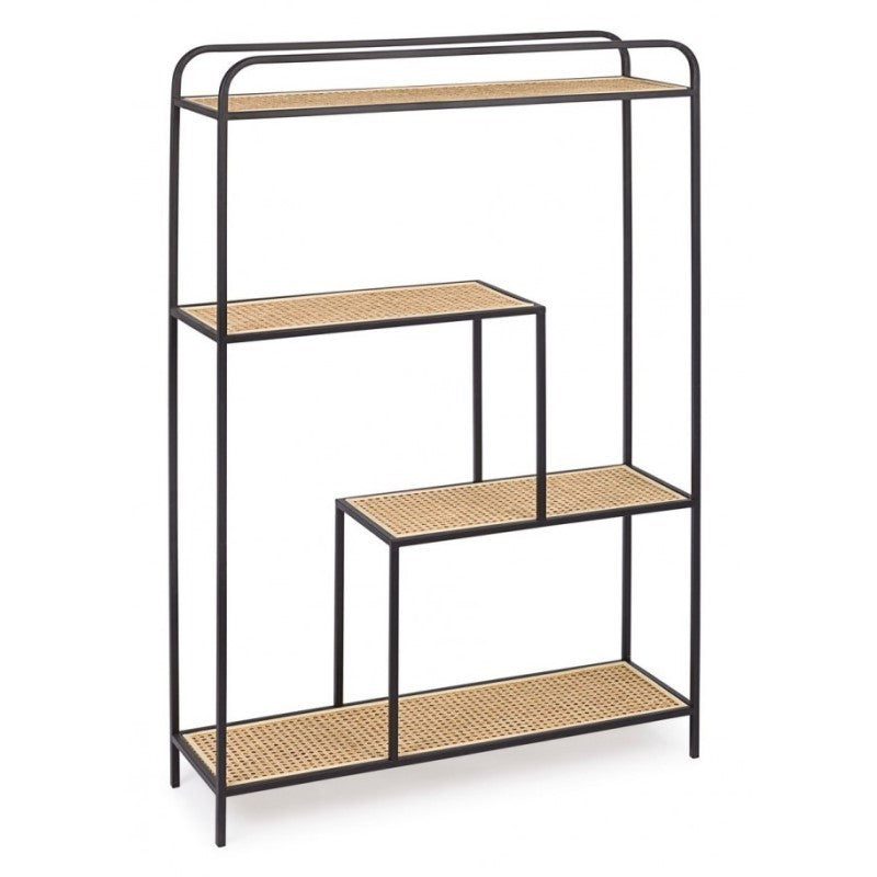 Librería perfilada de acero con cuatro estantes Antracita ELYOT 85,5x25,5x h131 cm