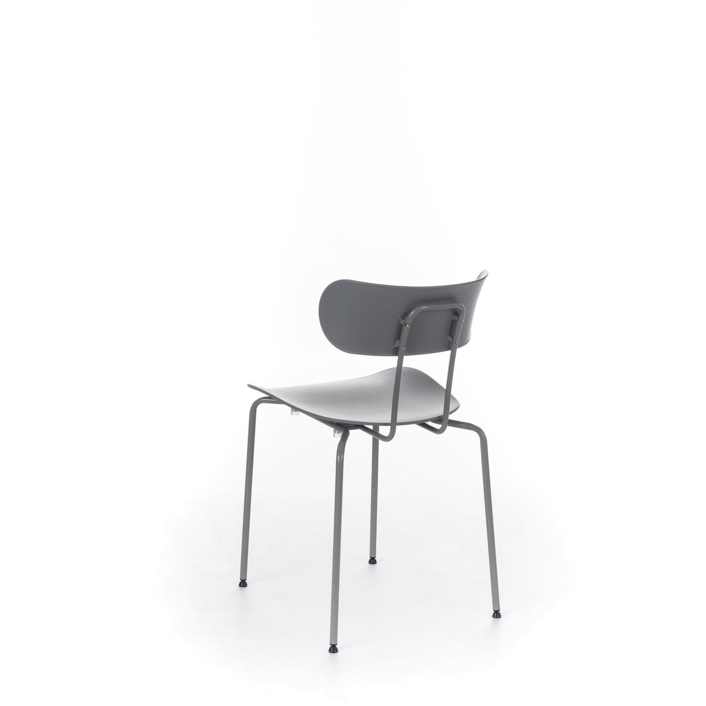 4x Silla de polipropileno con asiento gris.