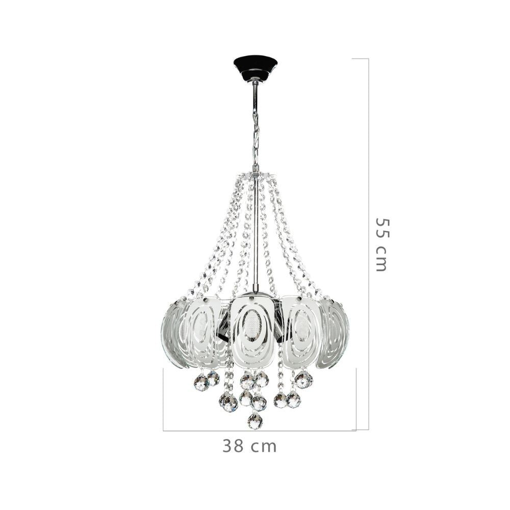 Lámpara de techo plateada Yon MDL3973 decorada con vidrio y piedras efecto cristal