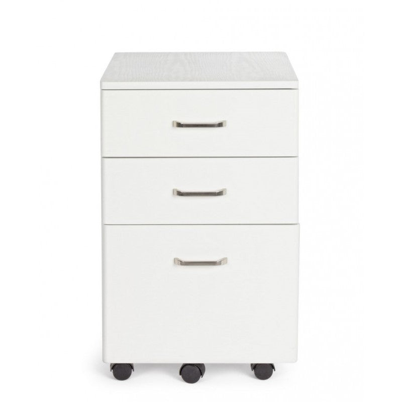 Cajonera de oficina en MDF con tres cajones en Fresno Blanco NADIR 40x44x h65 cm