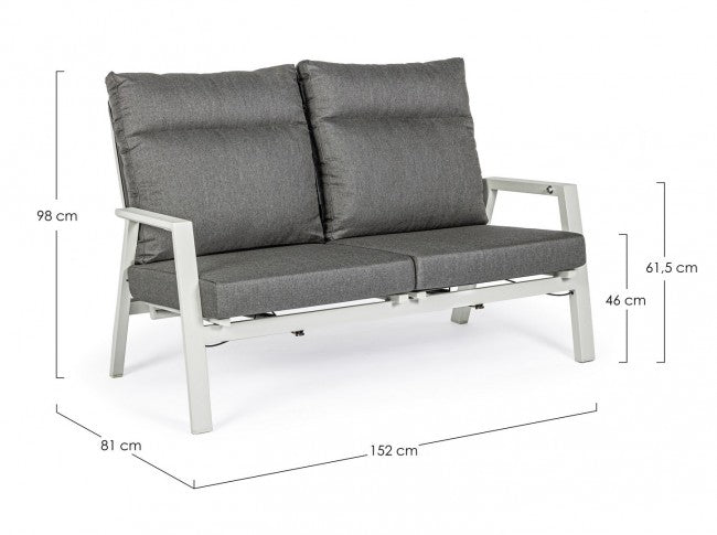 Sofá exterior 2 plazas reclinable 152x81x98h cm