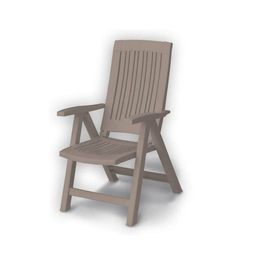 Cómodo y práctico sillón reclinable de resina para jardín gris tórtola