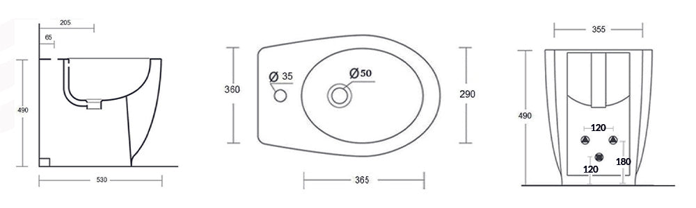 Bidé Azalea A Pared Al. 49 Cm