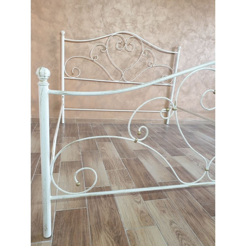 Letto singolo Papavero ferro battuto avorio oro EFFEZ