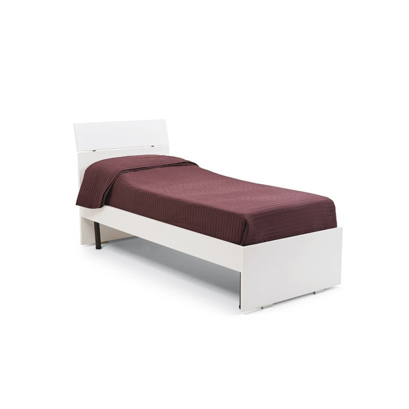 Cama individual de fresno blanco para dormitorio 200x85xH 98 cm