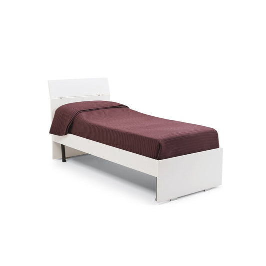 Cama individual de fresno blanco para dormitorio 200x85xH 98 cm