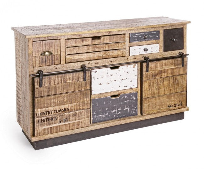 Aparador Tudor 2 puertas 7 cajones 125x37x80h cm 