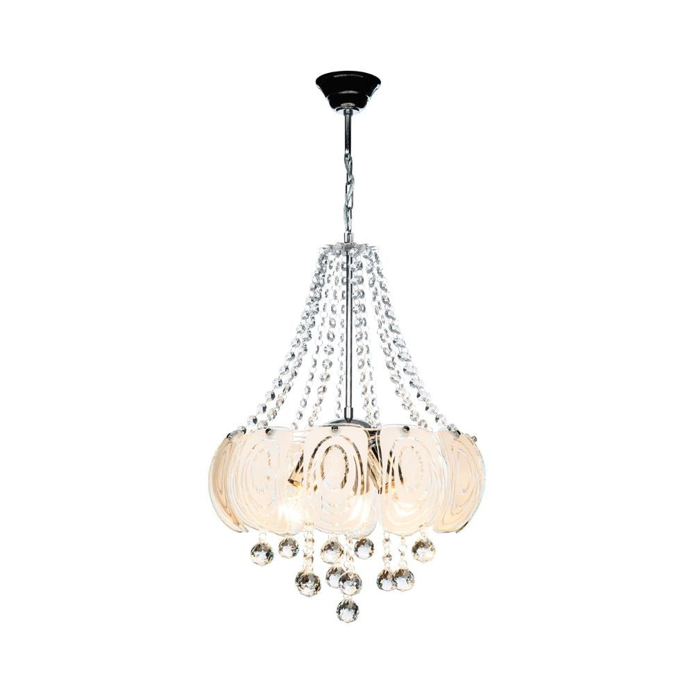 Lámpara de techo plateada Yon MDL3973 decorada con vidrio y piedras efecto cristal