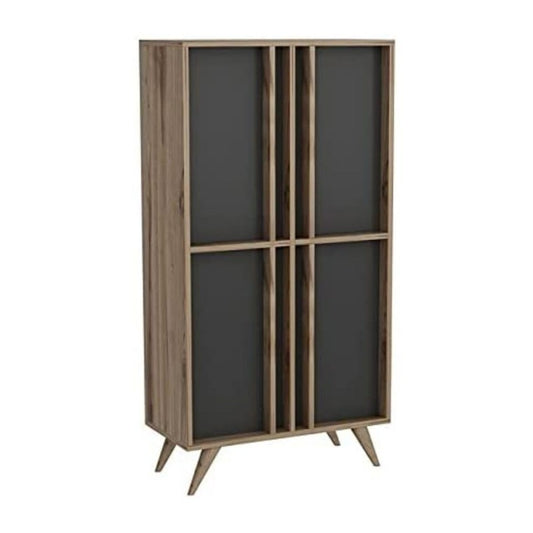Aparador alto 4 puertas nogal antracita 72x35x139h cm