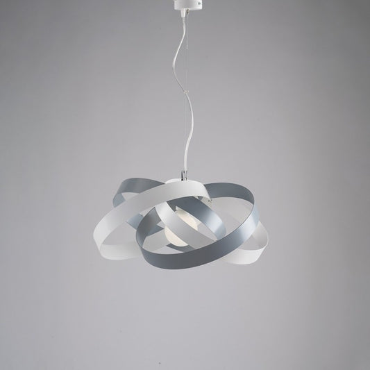 Lámpara colgante moderna de hierro blanco y gris, una luz 54x h25 cm