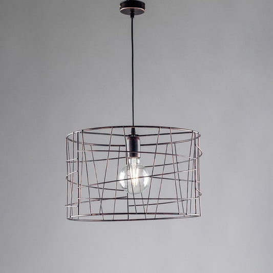 Lámpara colgante industrial de hierro Black Copper, una luz 41x h29 cm