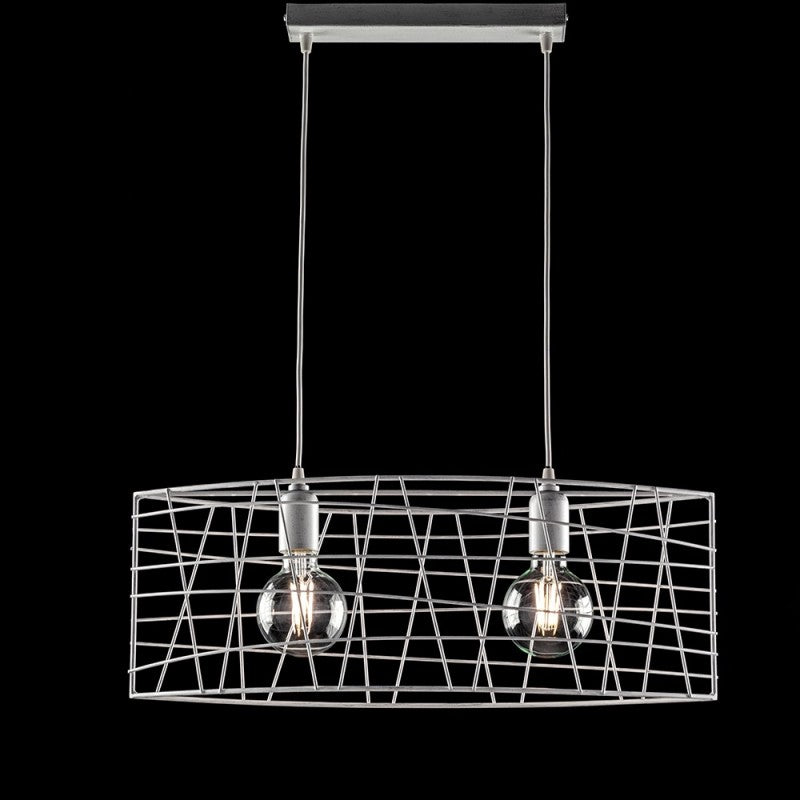 Lámpara colgante industrial de hierro blanco plateado 61x h25 cm