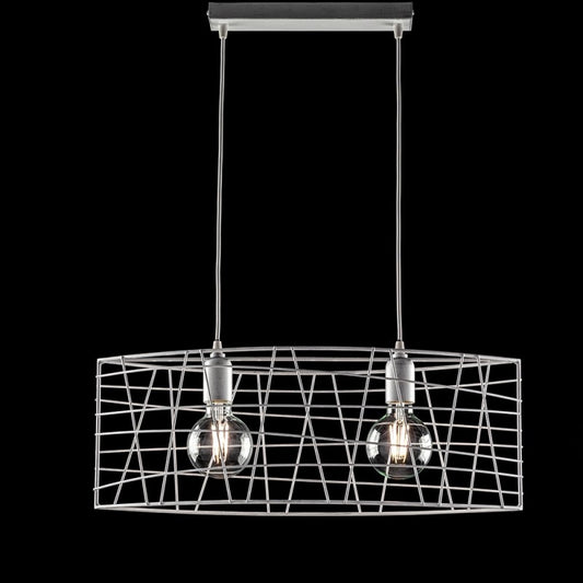 Lámpara colgante industrial de hierro blanco plateado 61x h25 cm