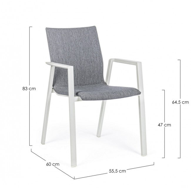Silla de jardín apilable de exterior gris blanco