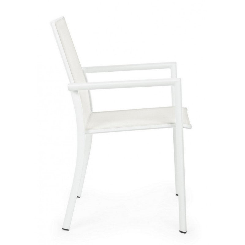 Silla Konnor aluminio blanco con reposabrazos