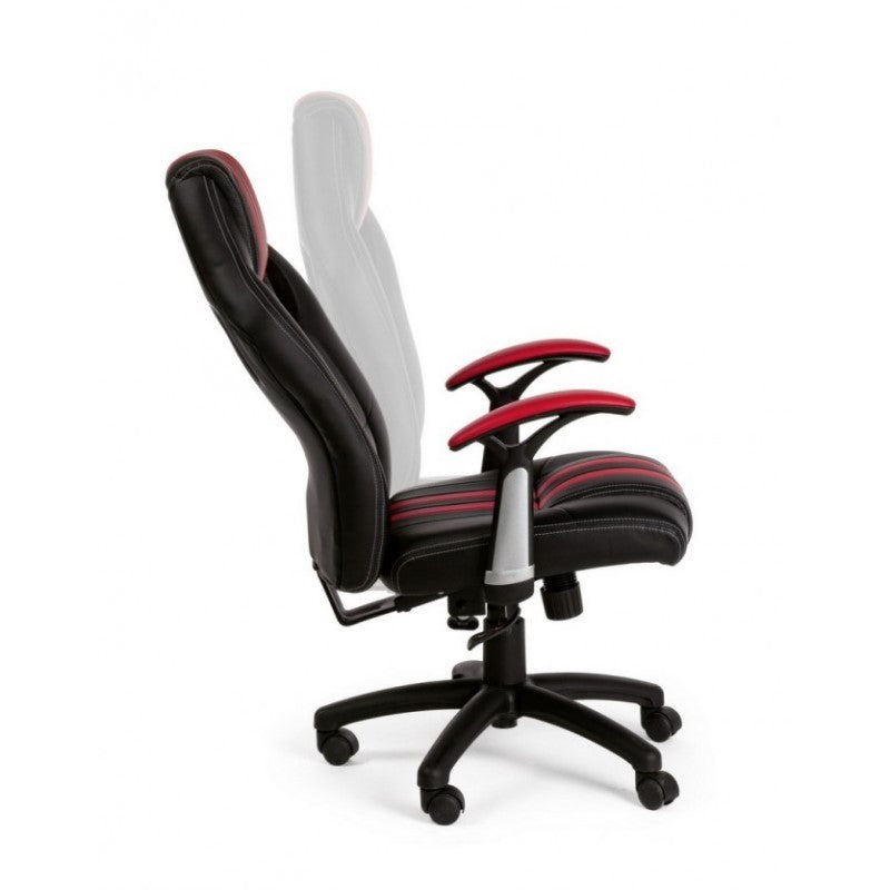 Sillón de oficina Spider con reposabrazos en símil piel roja