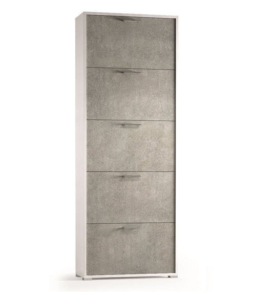 Zapatero De Doble Fondo Con 5 Puertas Hasta 18 Pares De Zapatos blanco/cemento