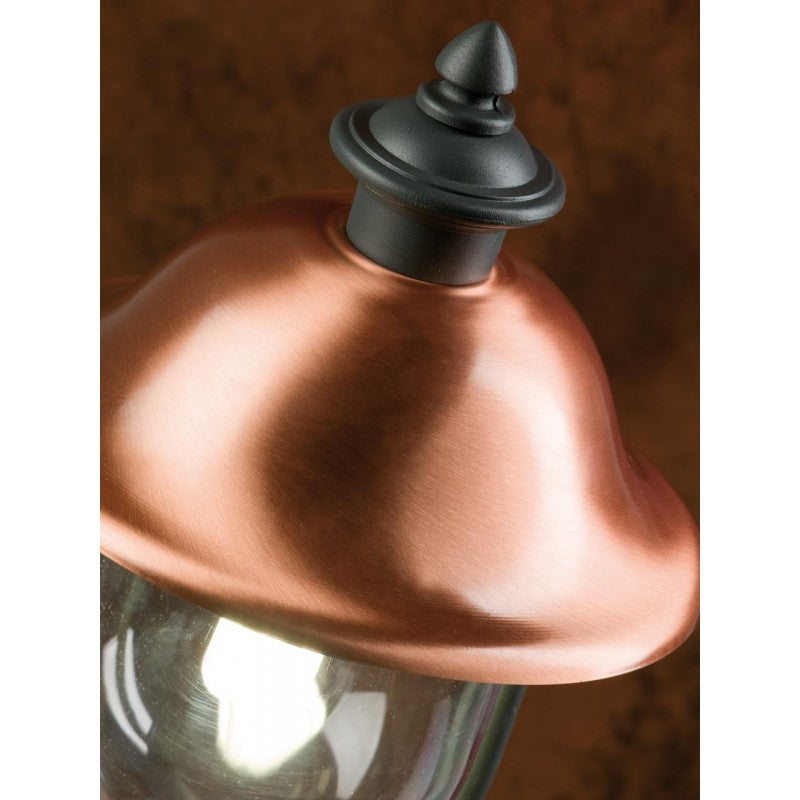 Columna de 3 luces de aluminio inyectado gris y cobre para exterior, altura 244 cm