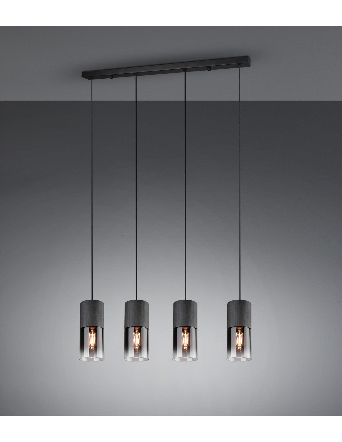 Lámpara colgante vintage 4 x E27 Robin de metal negro Trio Lighting