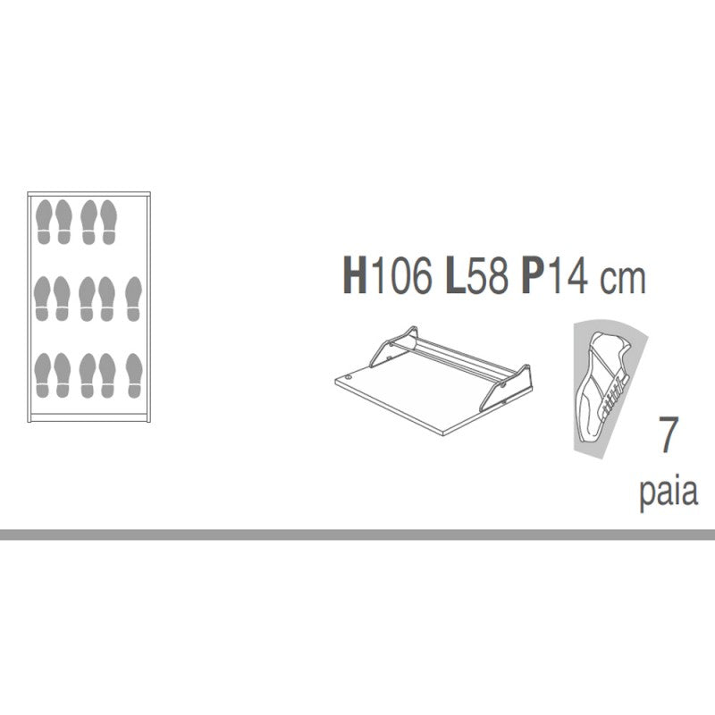 Zapatero delgado de tres puertas que ahorra espacio en blanco fresno 63x18x h117 cm