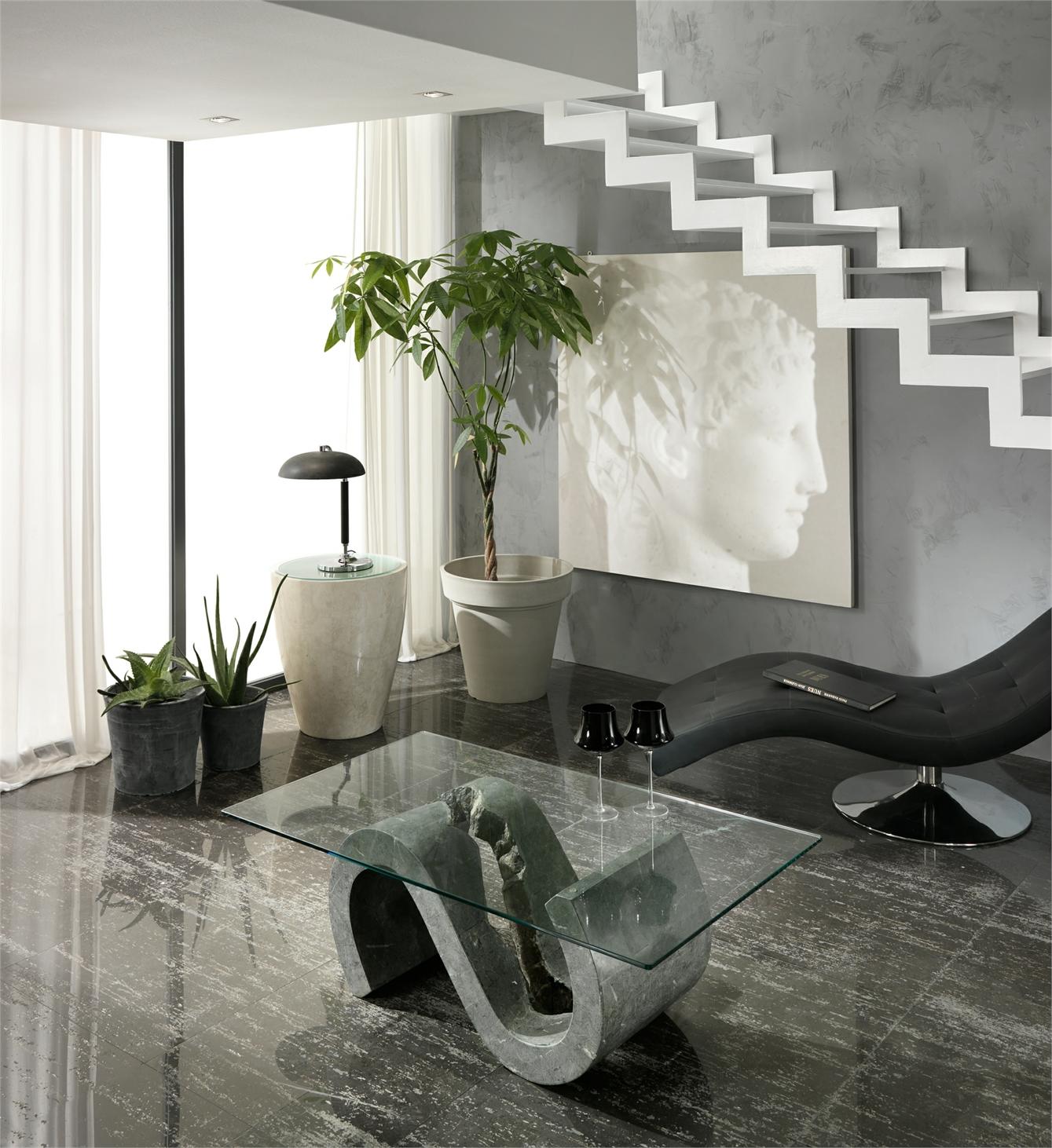 Mesa de centro gris transparente 70 cm x 120 cm Alt. 36 cm