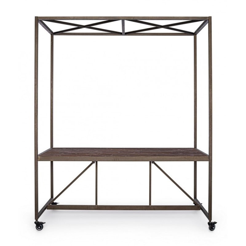 Mesa expositora industrial con techo 180x220h cm