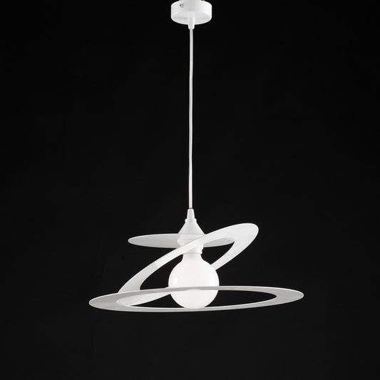 Lámpara colgante de hierro blanco cortada con láser con una luz diámetro 40x h18 cm
