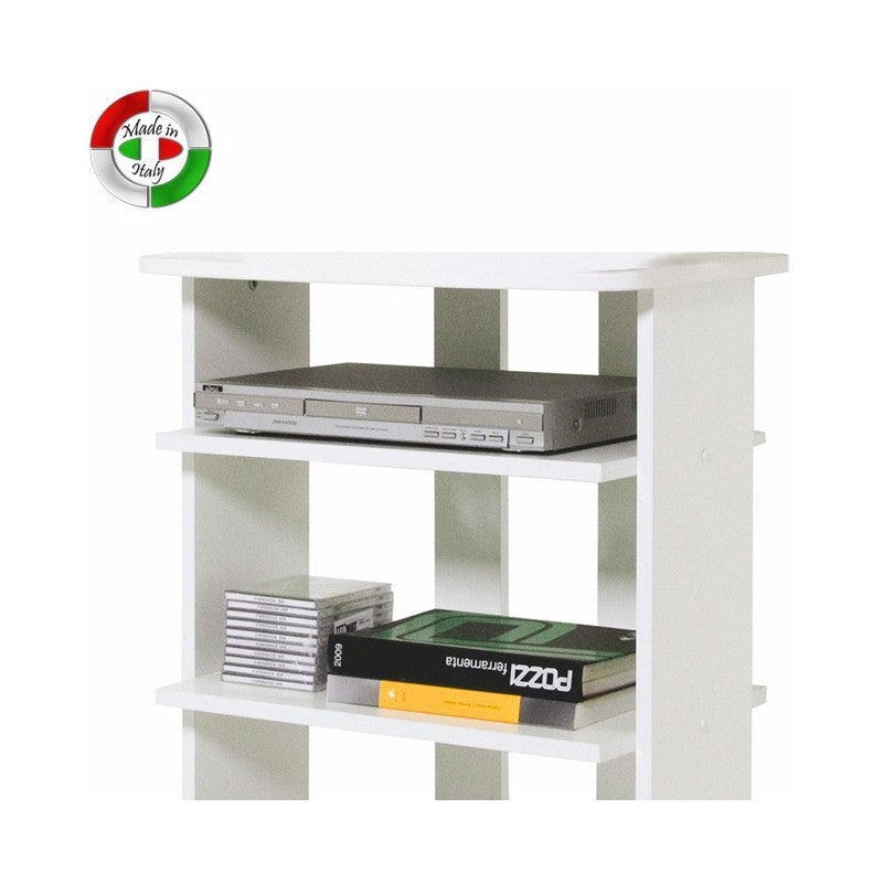 Carro mueble TV de fresno blanco con 3 estantes 60x45xA 81 cm