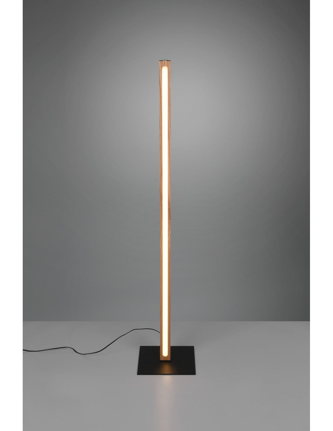 Lámpara de pie Bacchetta vintage de madera Led Touch Bellari Trio Lighting