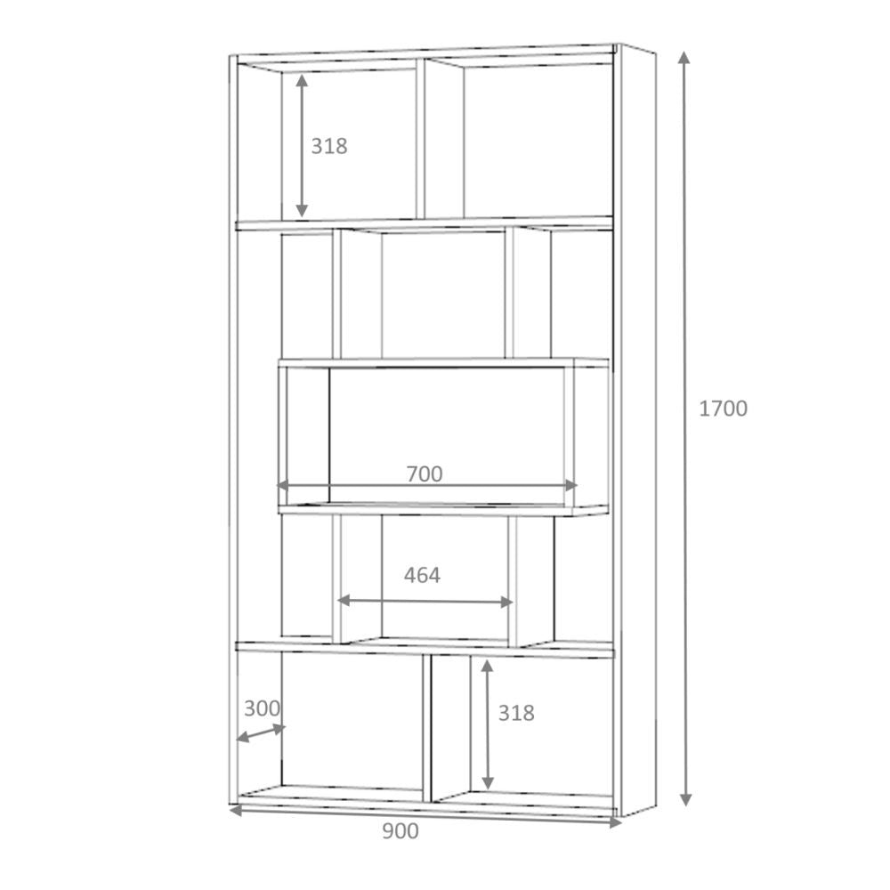 Librería Face hormigón gris 90x30x170H cm.