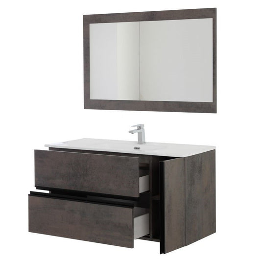 Composición de baño color fresno con dos cajones y una puerta 110x46x h57 cm