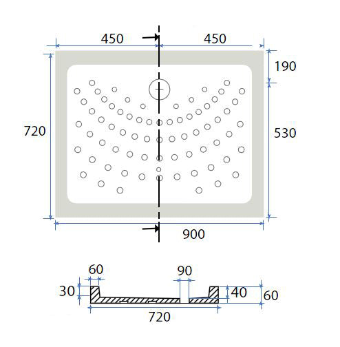 Plato de Ducha Rectangular H6 en Cerámica Dianhidro