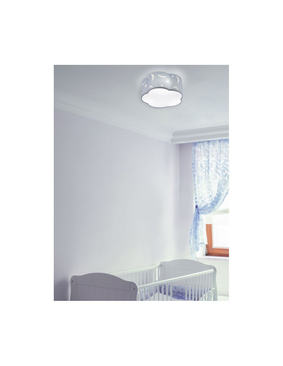 Lámpara de techo para habitación infantil Moony Adornos de lunas y estrellas azules Ø40 cm Trio Lighting
