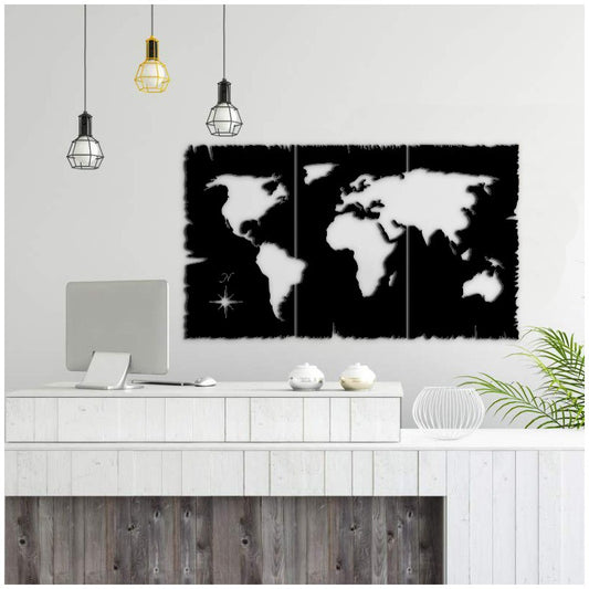 Marco decorativo de pared mapa negro cm 125x73 h