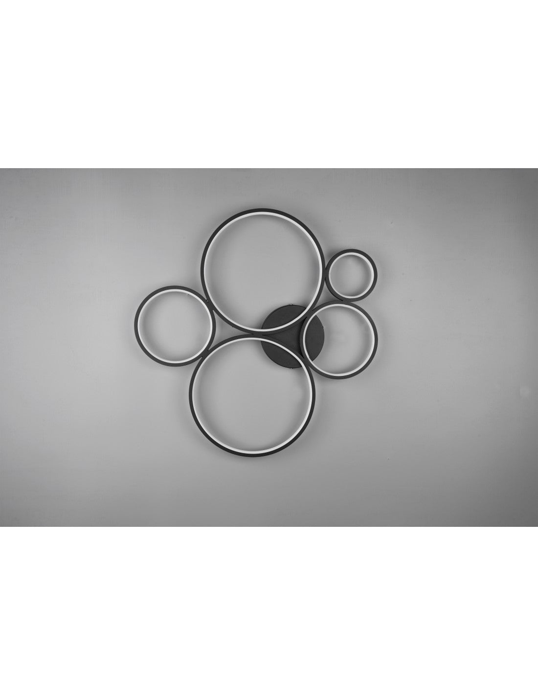 Lámpara de techo Rondo 5 círculos LED regulables negro L 59 cm Trio Lighting