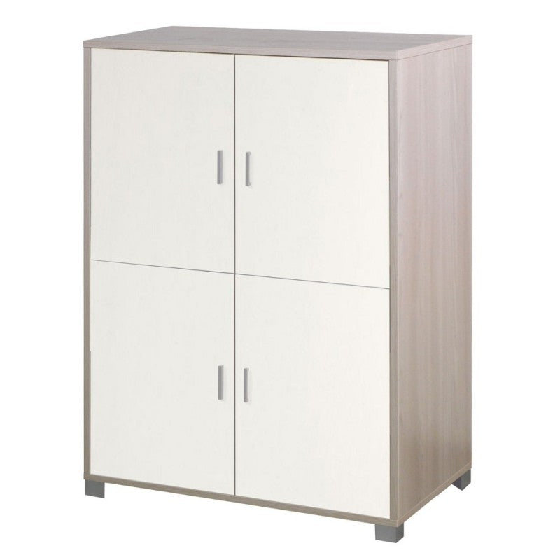 Mueble de cuatro puertas con estantes para oficina Olmo Bianco 107x41x h162 cm