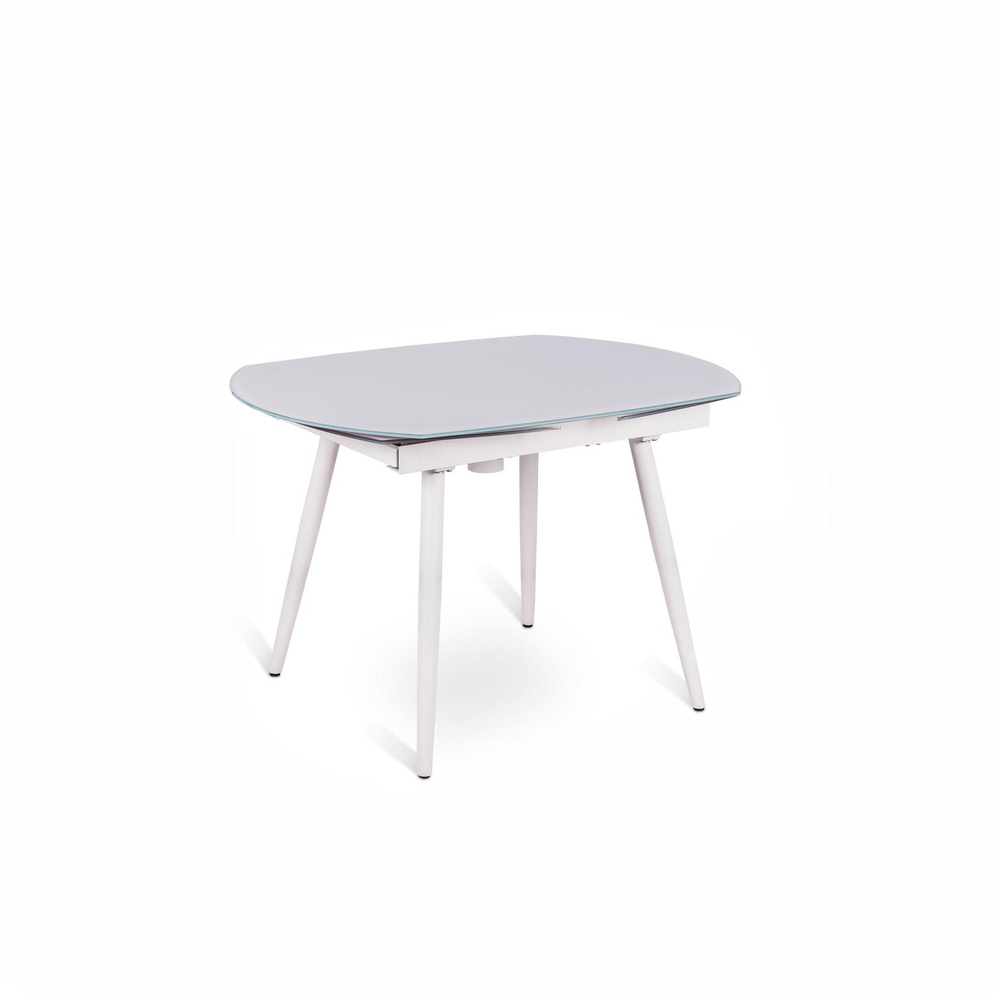 Mesa extensible con tapa de cristal templado blanco 120/180x90h cm