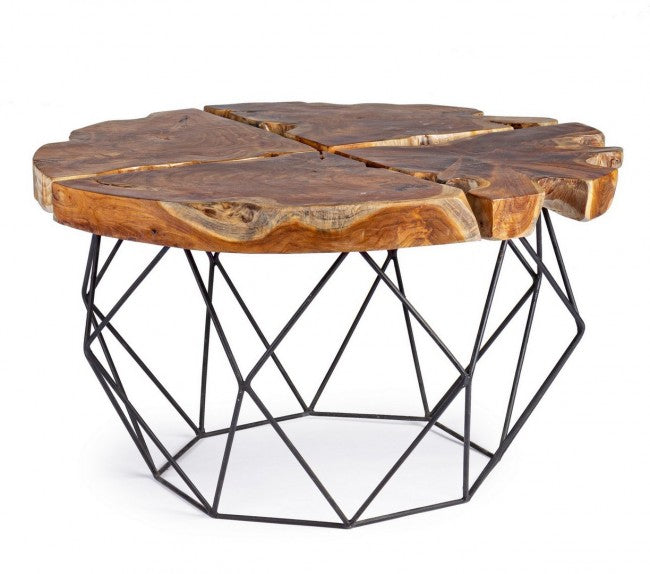 Mesa de centro vintage Adanya de metal y madera