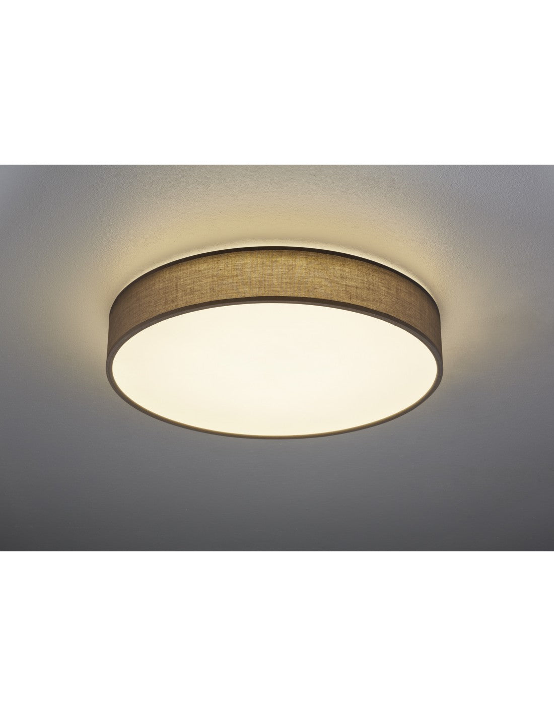 Plafón LED con pantalla de Tela Gris Lugano Ø60 cm Trio Lighting