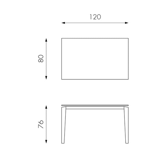 Mesa extensible con tapa de cerámica 120/170x80 cm