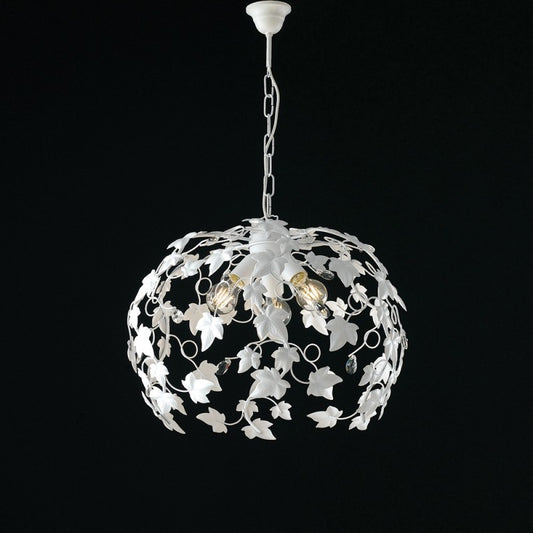 Lámpara de araña de hierro desgastado Diamantes de imitación blancos tres luces 50x h45 cm hiedra