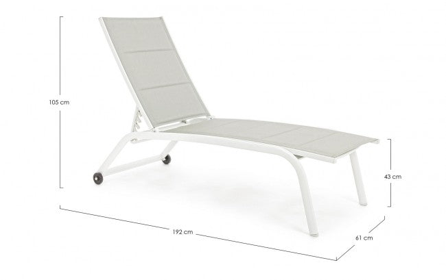 Tumbona alta de aluminio blanco con ruedas Cleopas