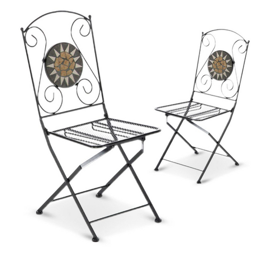 Silla plegable de hierro para exterior Negro MUSA 42x55x h95 cm Juego de 2 piezas