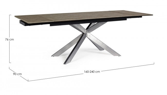 Mesa extensible Arzachel acero cerámico 160-240 x 90 cm