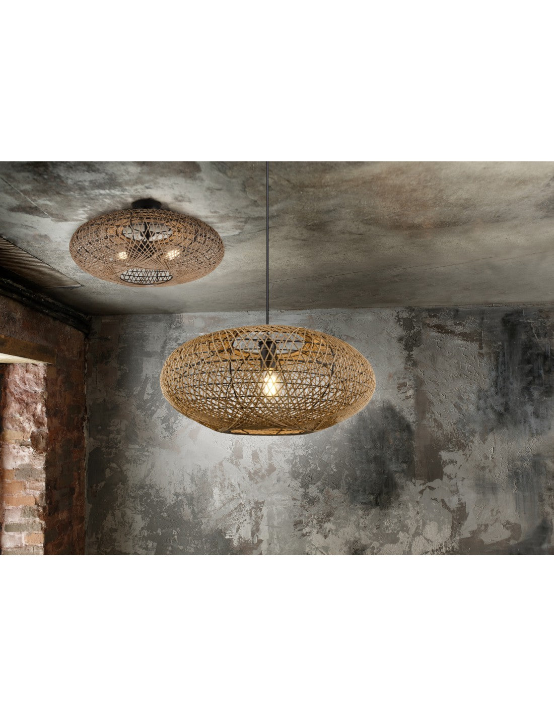 Pantalla para lámpara de techo de fibra natural Hedda Trio Lighting