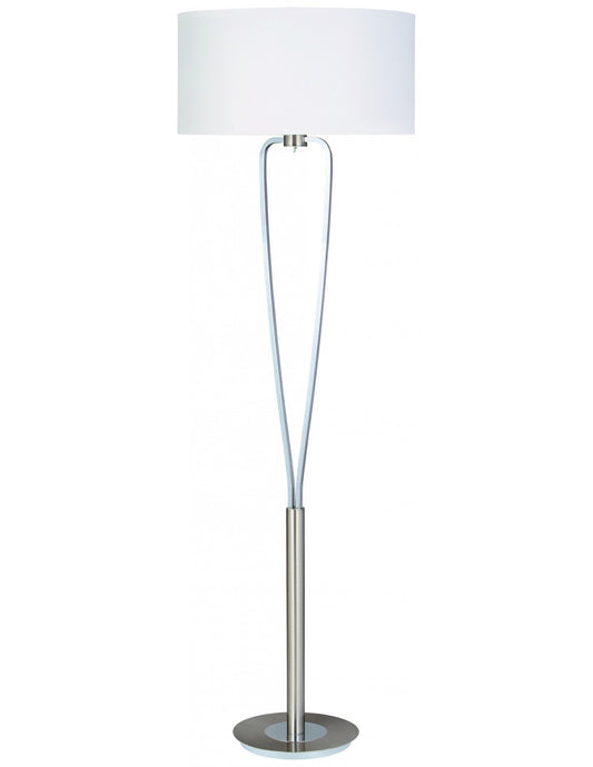 Lámpara de pie moderna Paris II de níquel con pantalla blanca Trio Lighting
