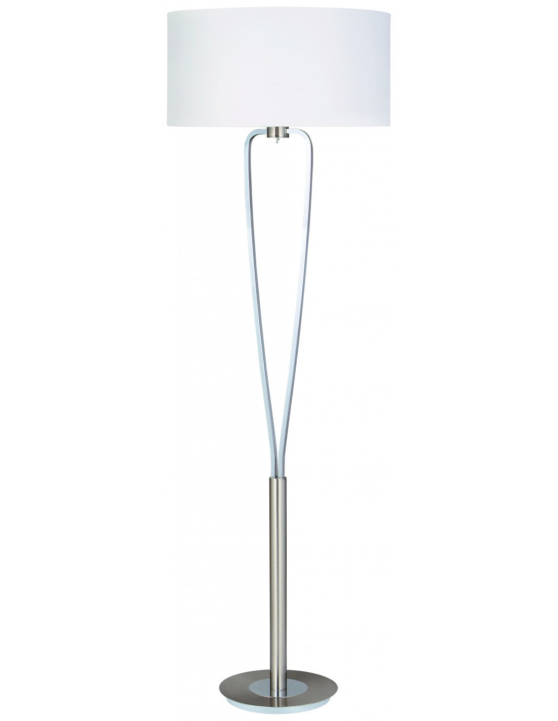 Lámpara de pie moderna Paris II de níquel con pantalla blanca Trio Lighting