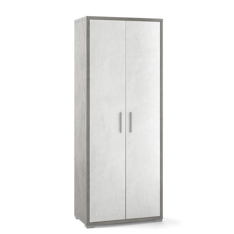 Armario multiusos de dos puertas cemento blanco 71x41x h182 cm