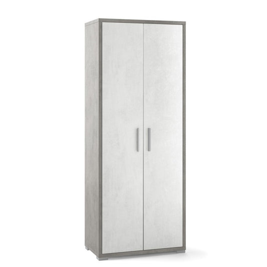 Armario multiusos de dos puertas cemento blanco 71x41x h182 cm